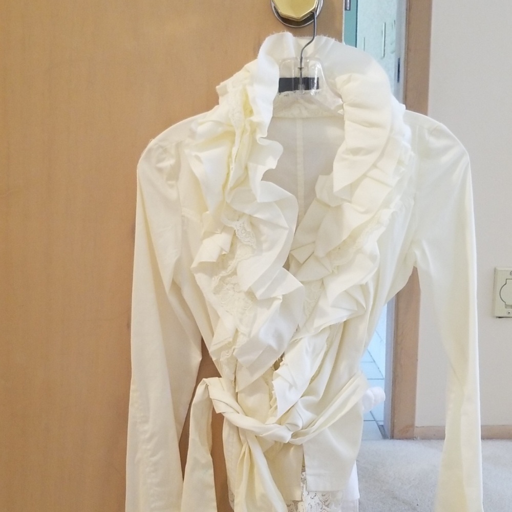 Beautiful wrap dressy lace detail top